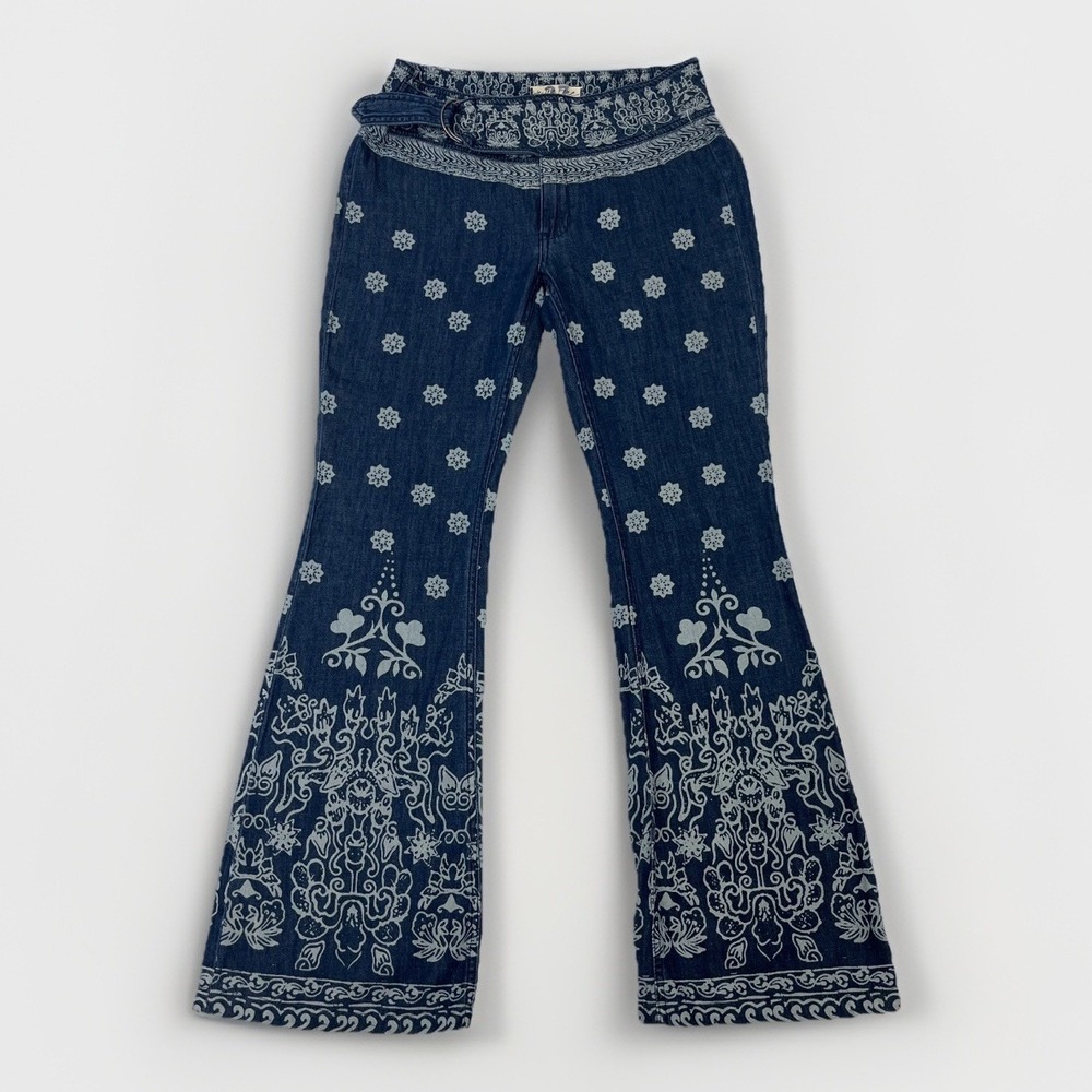 We The Free Free People Journey Flare Pants 27 Bandana Print Boho Festival - Picture 2 of 16